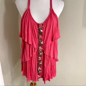 💰INC Embellished Coral Racer Back Tank Top